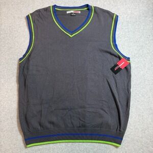 Grand Slam Performance Mens XL Golf‎ Sweater Vest Charcoal Gray Blue GFFG0006